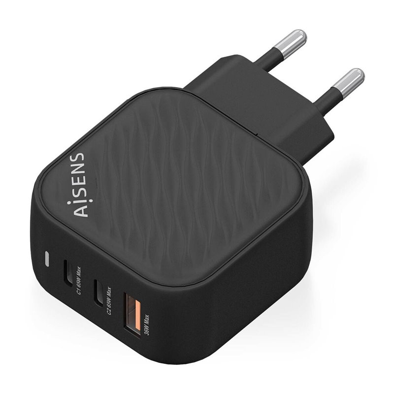 Aisens ASCH-65W3P027-BK chargeur d'appareils mobiles Universel Noir Secteur Charge rapide Intérieure