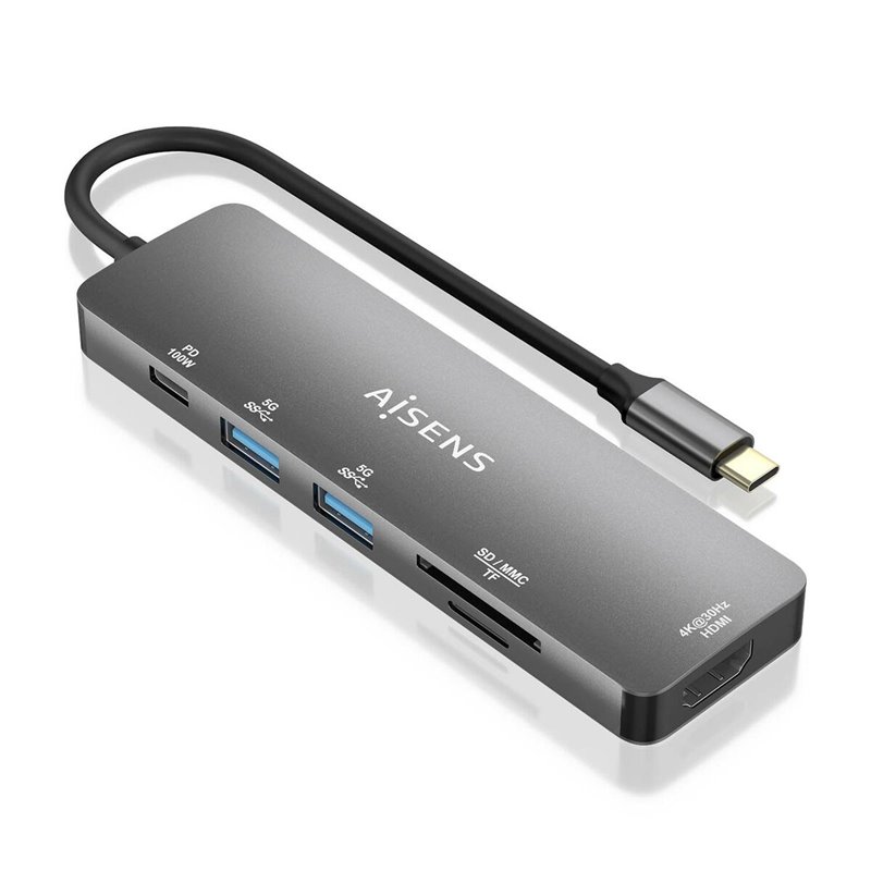 Aisens ASUC-6P016-GR station d'accueil Avec fil USB 3.2 Gen 1 (3.1 Gen 1) Type-C Gris