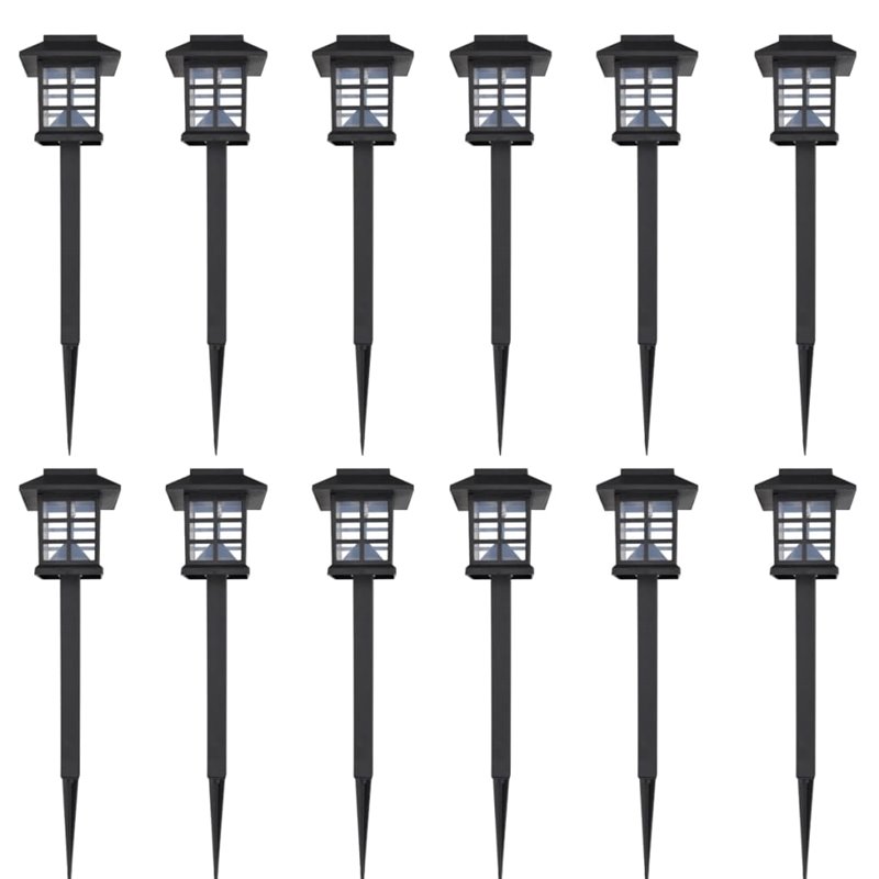 VidaXL Ensemble de 12 lampes LED solaires avec piquet 8,6x8,6x38 cm