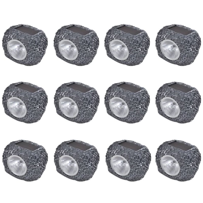 VidaXL Projecteurs solaires à LED forme de pierre 12 pcs