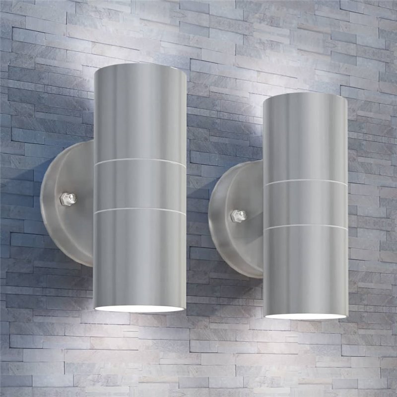 VidaXL Applique murale LED d'extérieur 2 pcs Acier inoxydable haut bas