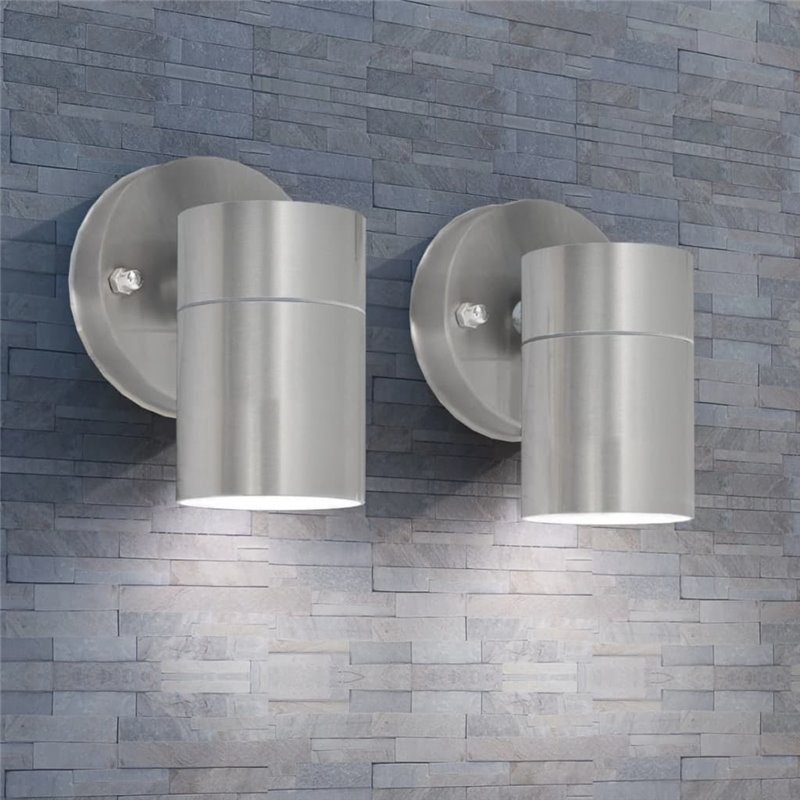 VidaXL Applique murale d'extérieur 2 pcs Acier inoxydable vers le bas