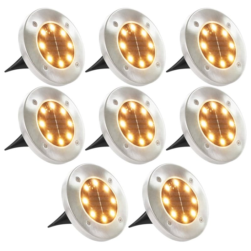 VidaXL Lampe solaire au sol 8 pcs Lumières LED blanches chaudes