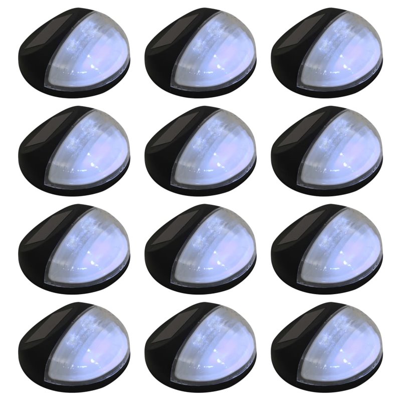 VidaXL Lampe solaire murale à LED d'extérieur 12 pcs Rond Noir