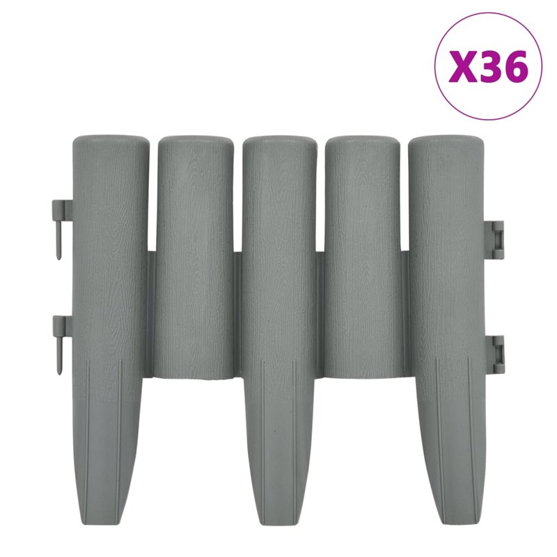 Image secondaire de VidaXL Bordures de pelouse 36 pcs Gris 10 m PP