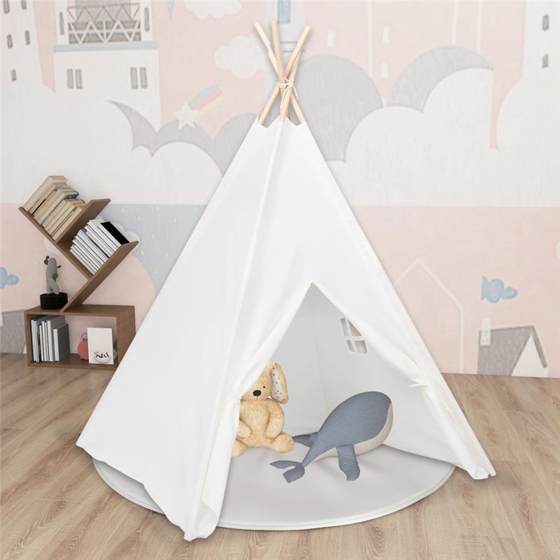 VidaXL Tente tipi d'enfants avec sac Peau de pêche Blanc 120x120x150cm