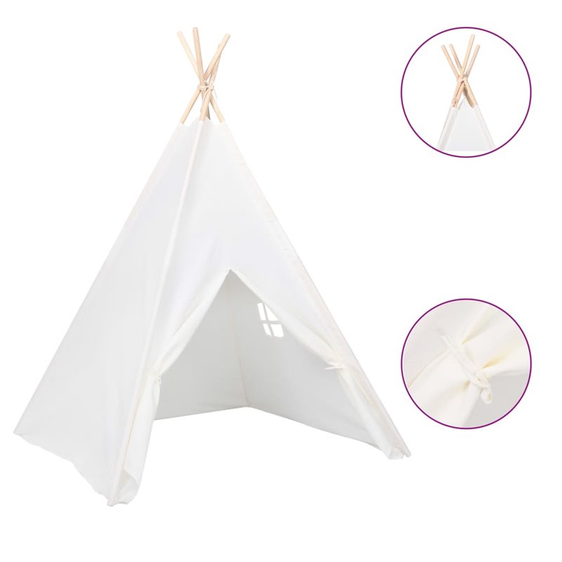 Image secondaire de VidaXL Tente tipi d'enfants avec sac Peau de pêche Blanc 120x120x150cm