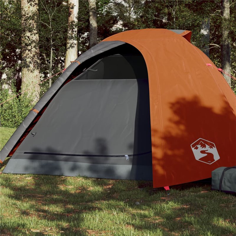 VidaXL Tente de camping à dôme 4 personnes gris et orange imperméable