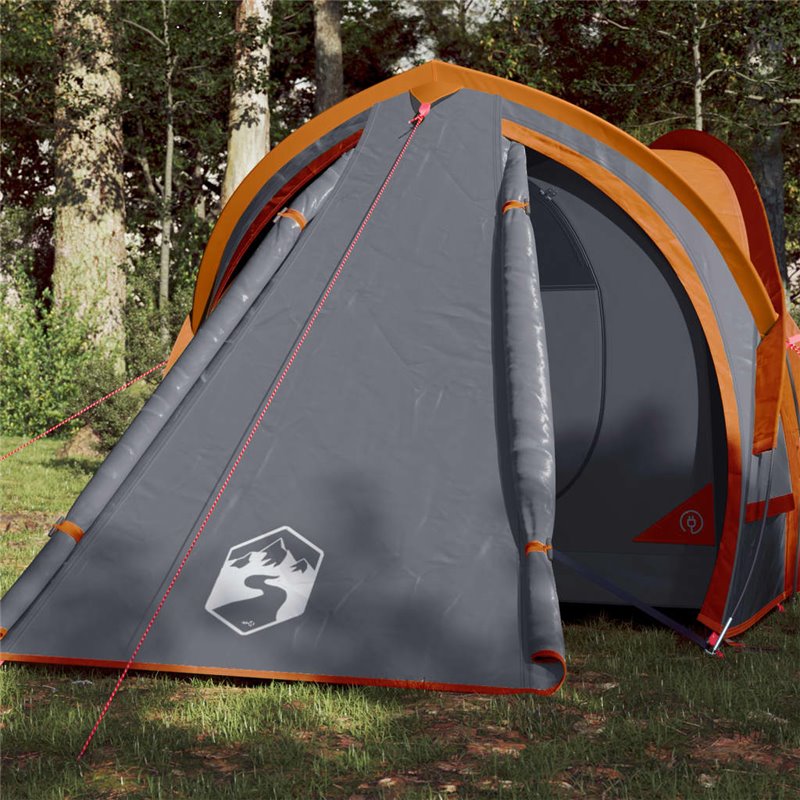 VidaXL Tente de camping à dôme 2 personnes gris et orange imperméable