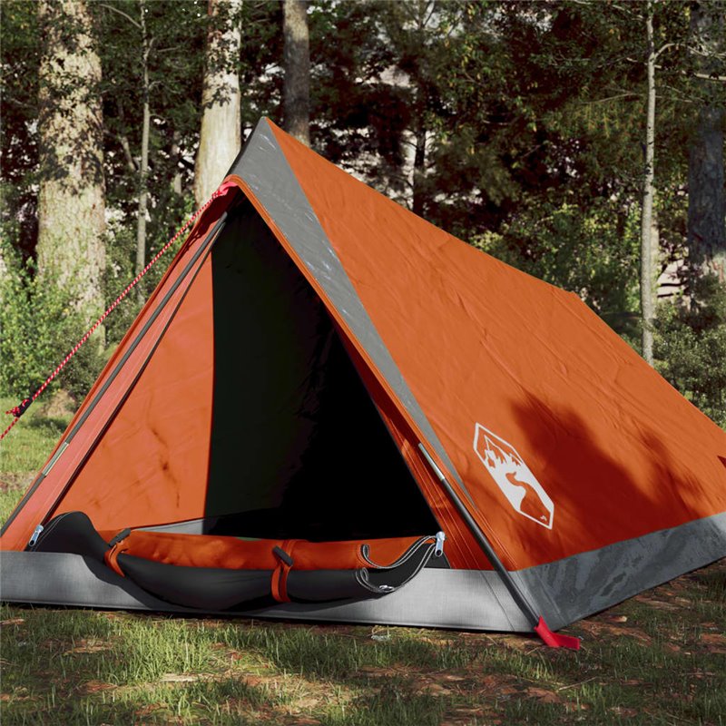 VidaXL Tente de camping 2 personnes gris et orange imperméable