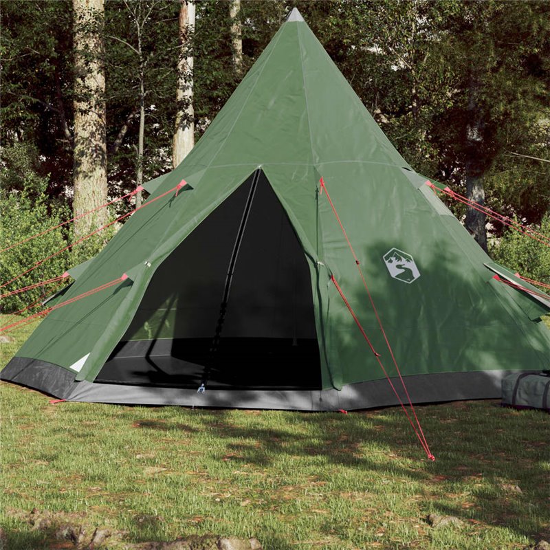 VidaXL Tente de camping tipi 4 personnes vert imperméable