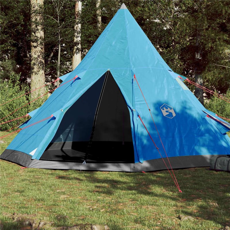 VidaXL Tente de camping tipi 4 personnes bleu imperméable