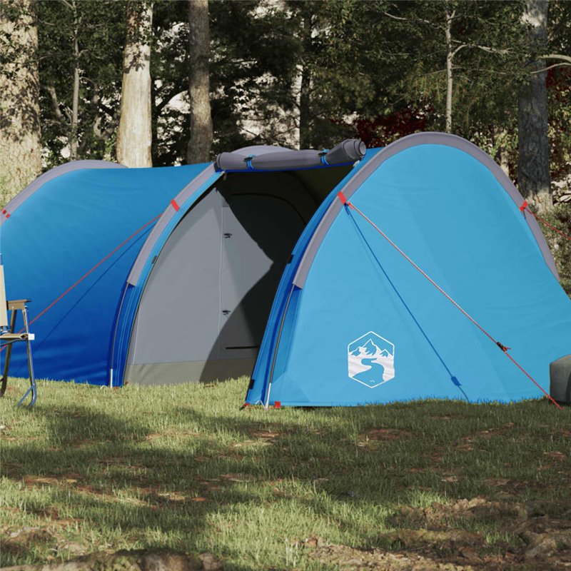 VidaXL Tente de camping tunnel 4 personnes bleu imperméable