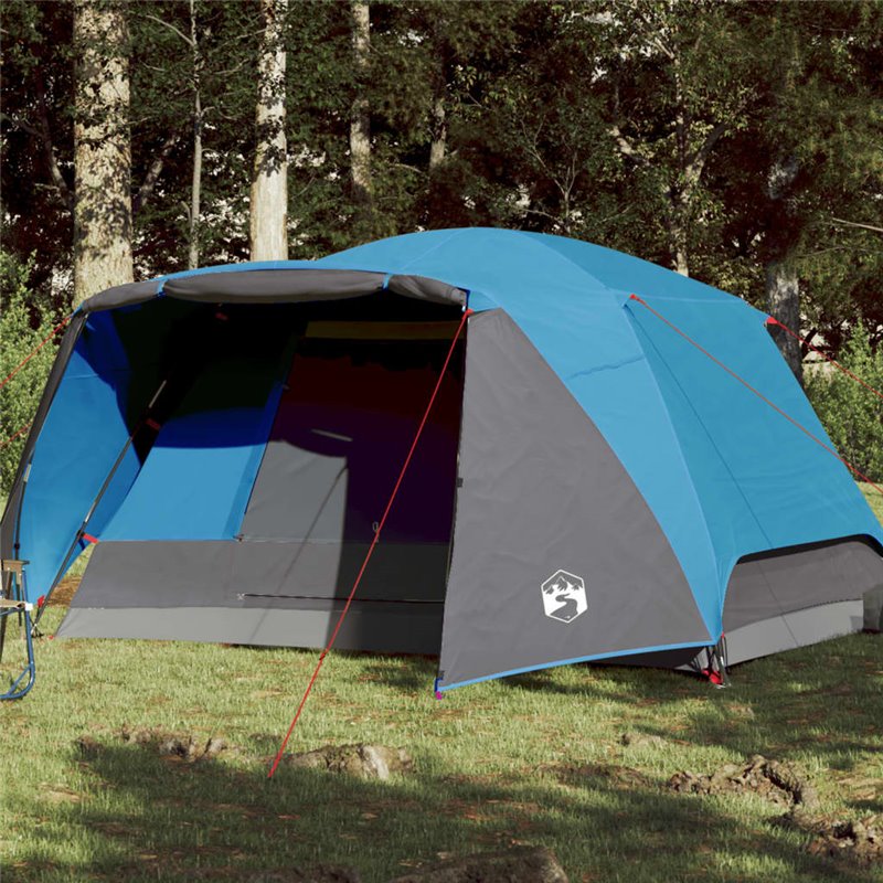 VidaXL Tente de camping avec porche 4 personnes bleu imperméable