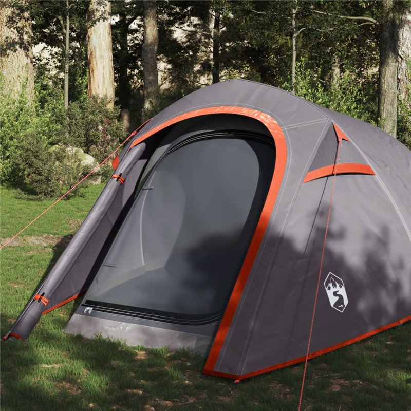 VidaXL Tente de camping tunnel 3 personnes gris et orange imperméable