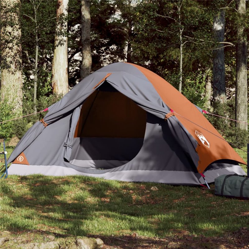 VidaXL Tente de camping à dôme 2 personnes gris et orange imperméable