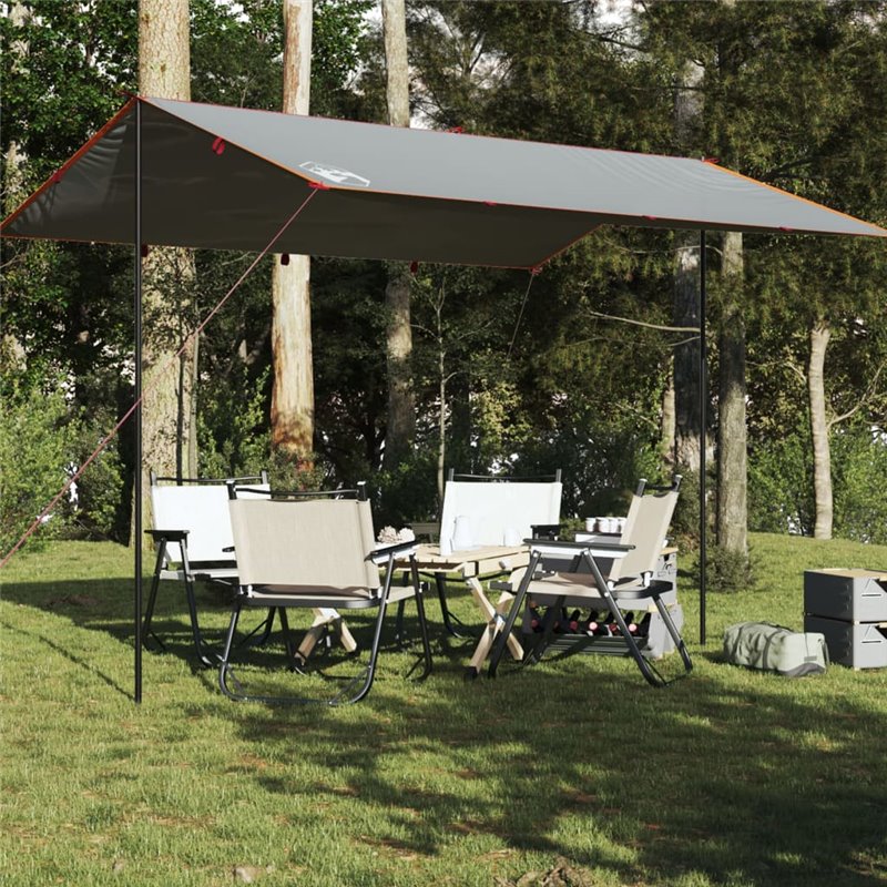 VidaXL Bâche de camping gris et orange 400x294 cm imperméable