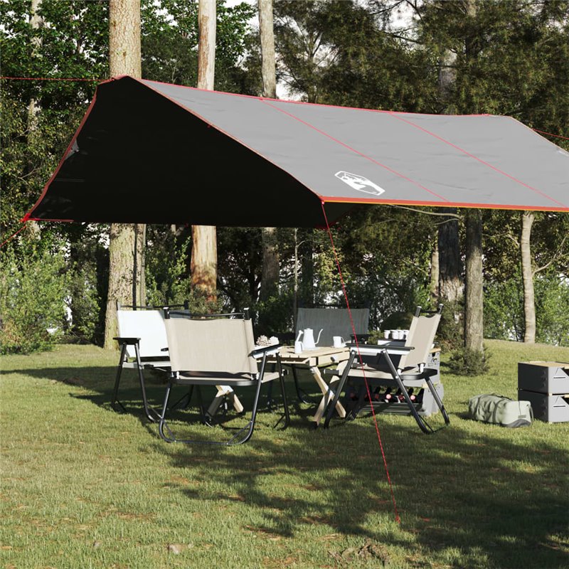 VidaXL Bâche de camping gris et orange 420x440 cm imperméable