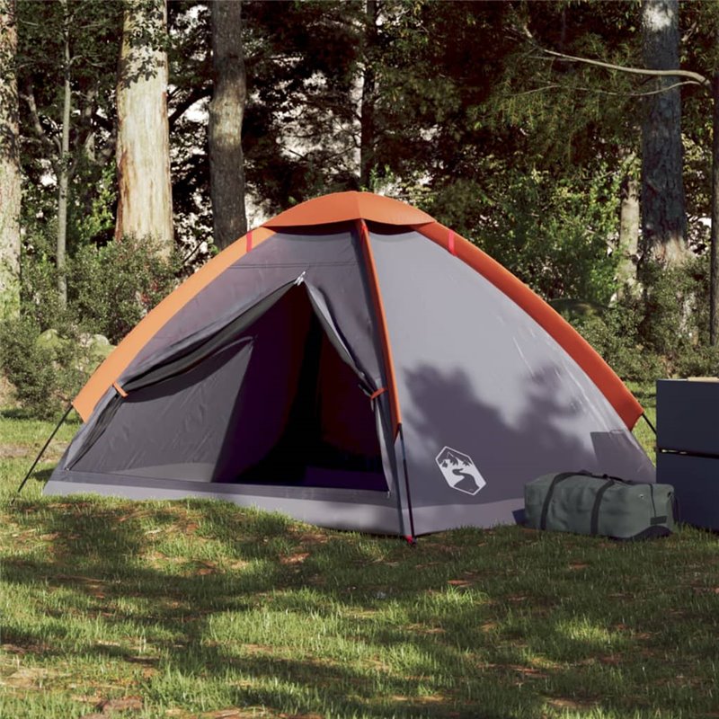 VidaXL Tente de camping à dôme 2 personnes gris et orange imperméable