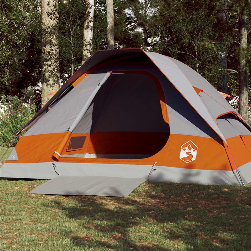 VidaXL Tente de camping à dôme 4 personnes gris et orange imperméable