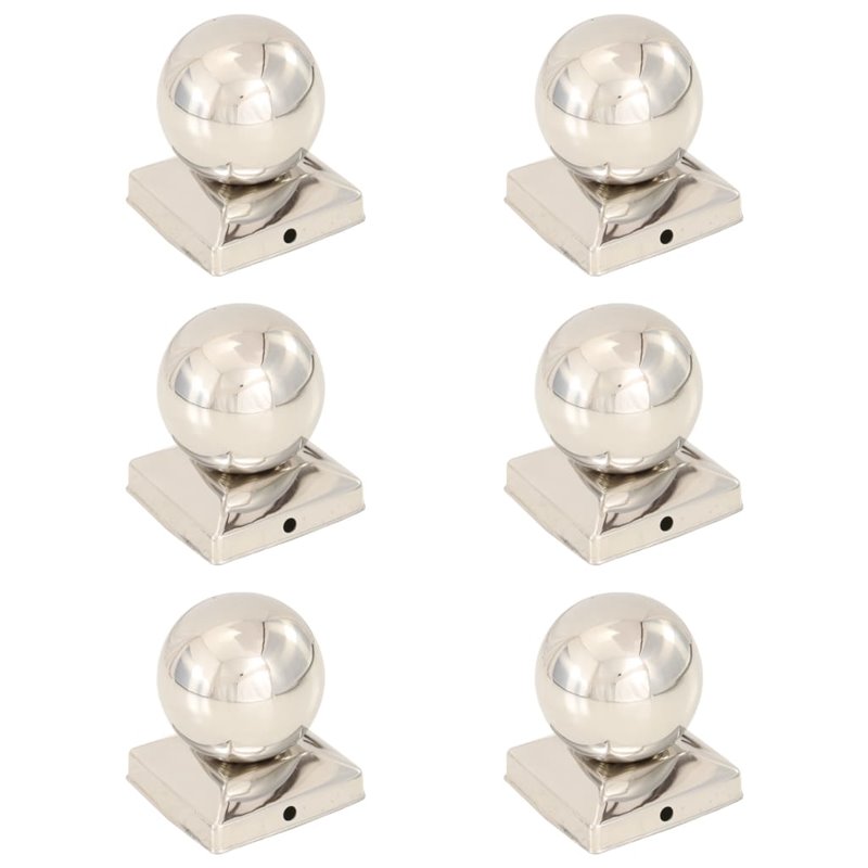 VidaXL Bouchons de poteau 6 pcs Globe final Acier inoxydable 91x91 mm