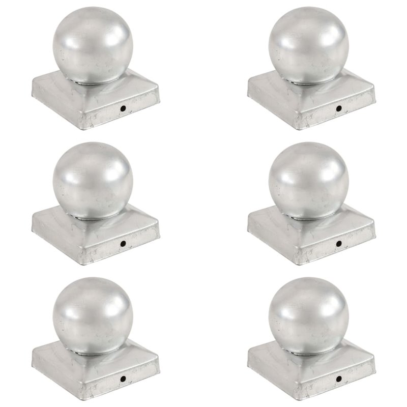 VidaXL Bouchons de poteau 6 pcs Globe final Métal galvanisé 91x91 mm