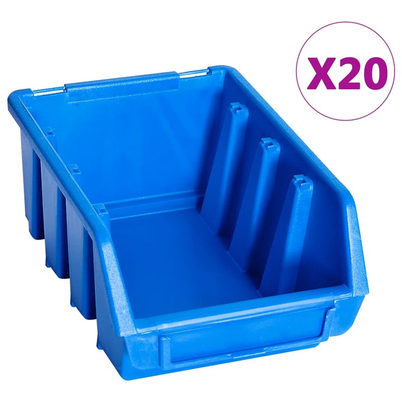 VidaXL Bacs de rangement empilables 20 pcs bleu plastique