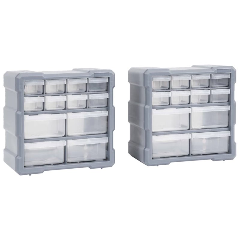 VidaXL Organisateurs multi-tiroirs avec 12 tiroirs 2 pcs 26,5x16x26 cm