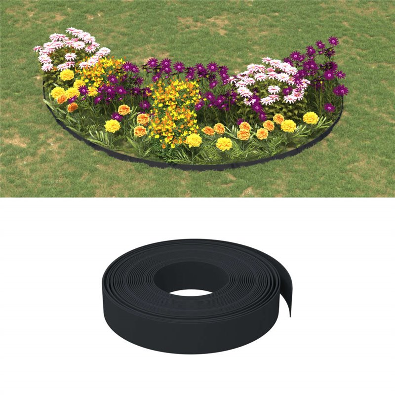 VidaXL Bordure de jardin noir 10 m 10 cm polyéthylène