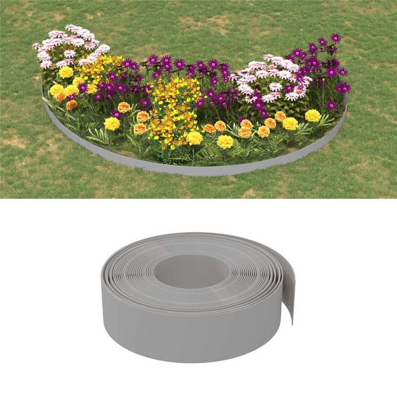 VidaXL Bordure de jardin gris 10 m 15 cm polyéthylène