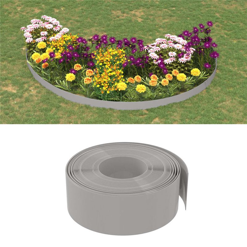 VidaXL Bordure de jardin Gris 10 m 20 cm polyéthylène