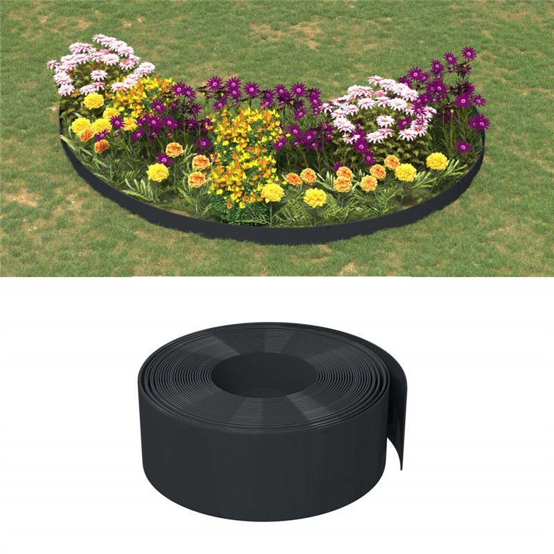 VidaXL Bordure de jardin noir 10 m 20 cm polyéthylène