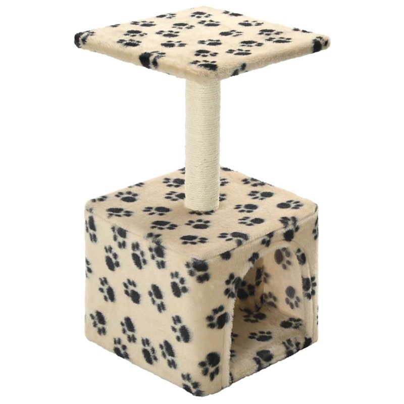 Image secondaire de VidaXL Arbre à chat avec griffoirs en sisal 55 cm Beige Motif de pattes