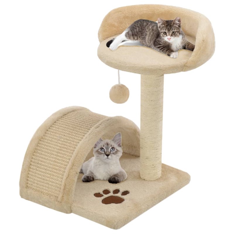 VidaXL Arbre à chat avec griffoir en sisal 40 cm Beige et Marron