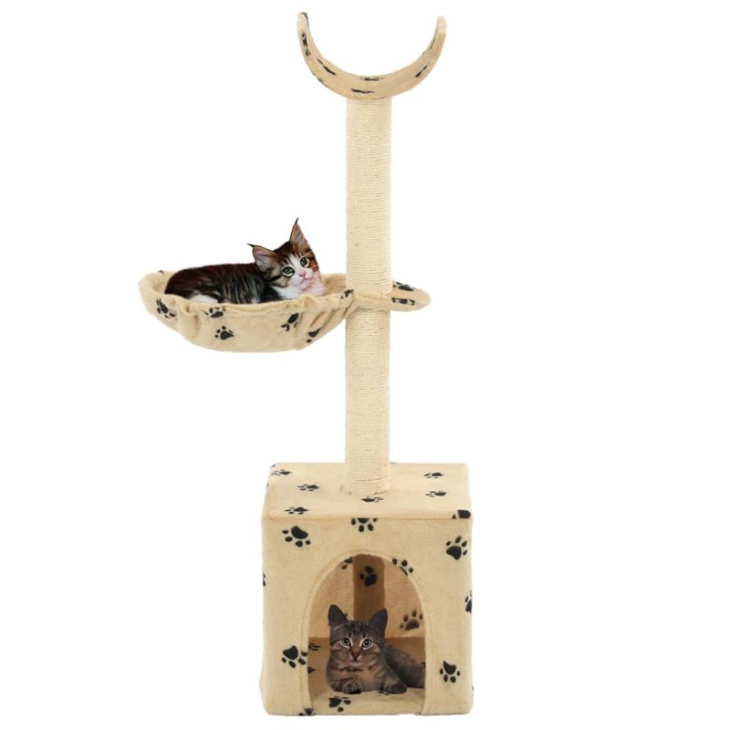 Image secondaire de VidaXL Arbre à chat et griffoirs en sisal 105 cm Beige Motif de pattes