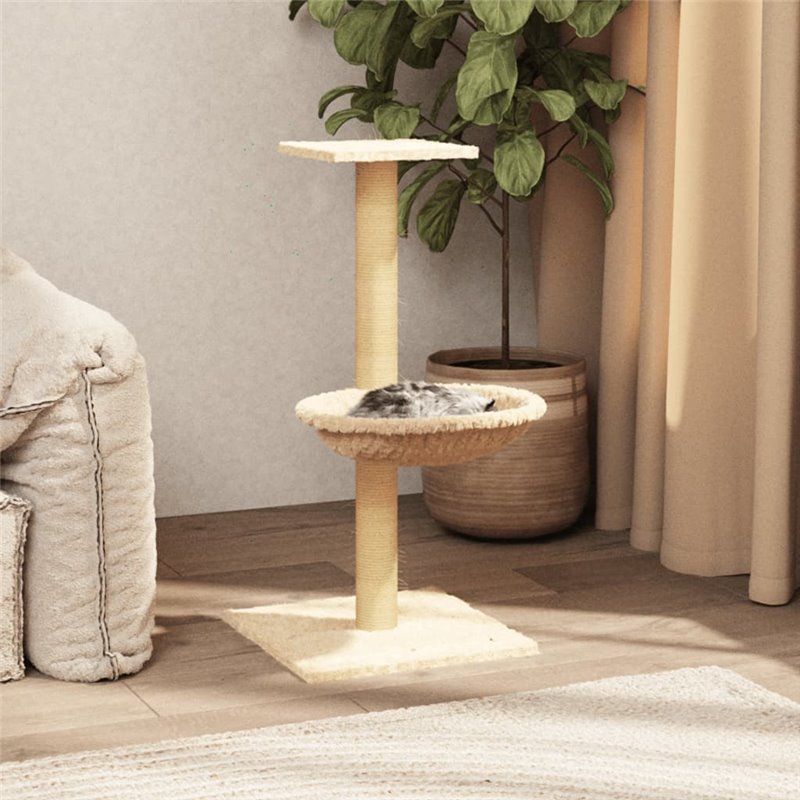 VidaXL Arbre à chat avec griffoir en sisal Crème 74 cm