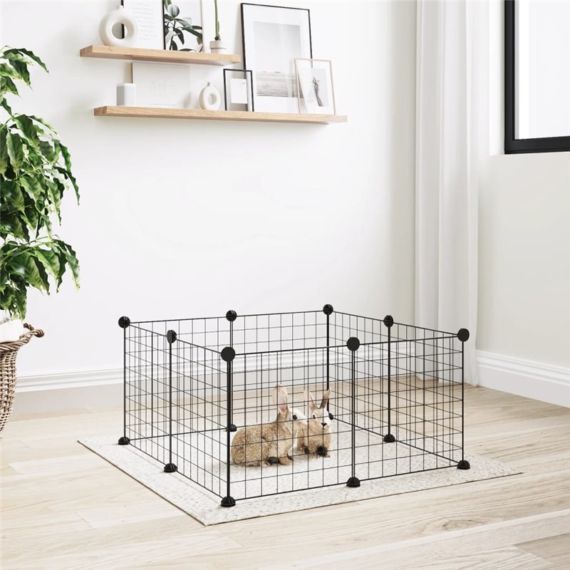 VidaXL Cage animaux de compagnie à 8 panneaux Noir 35x35 cm Acier