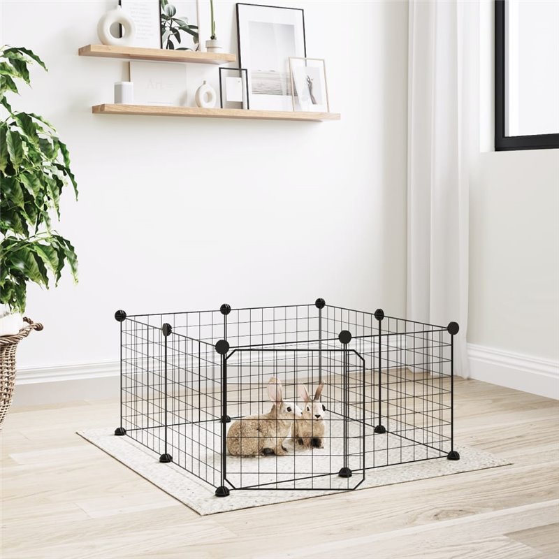 VidaXL Cage animaux de compagnie à 8 panneaux et porte Noir 35x35 cm