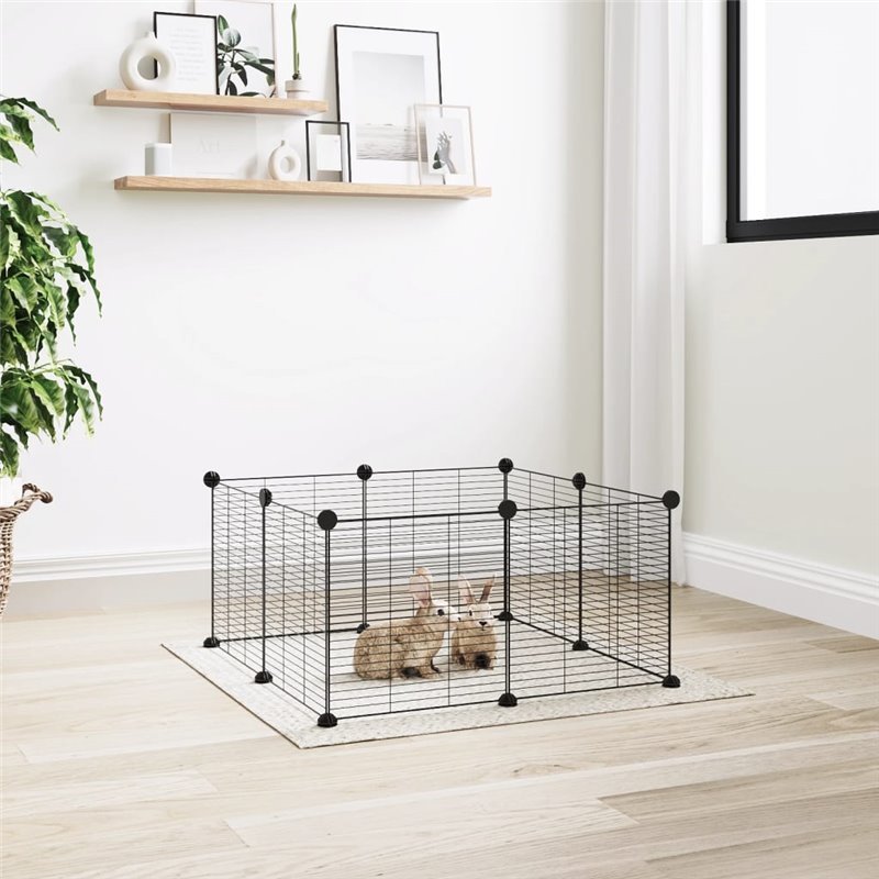 VidaXL Cage animaux de compagnie à 8 panneaux Noir 35x35 cm Acier