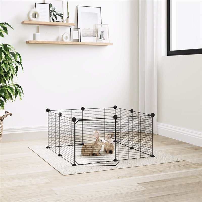 VidaXL Cage animaux de compagnie à 8 panneaux et porte Noir 35x35 cm