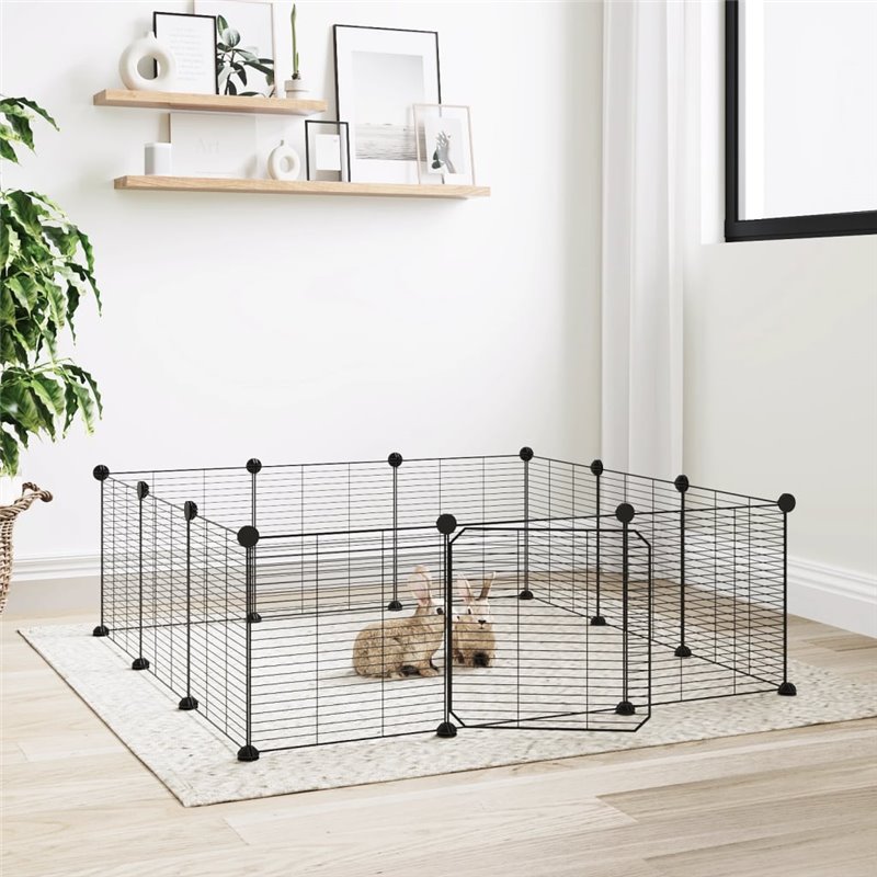 VidaXL Cage animaux de compagnie à 12 panneaux et porte Noir 35x35 cm