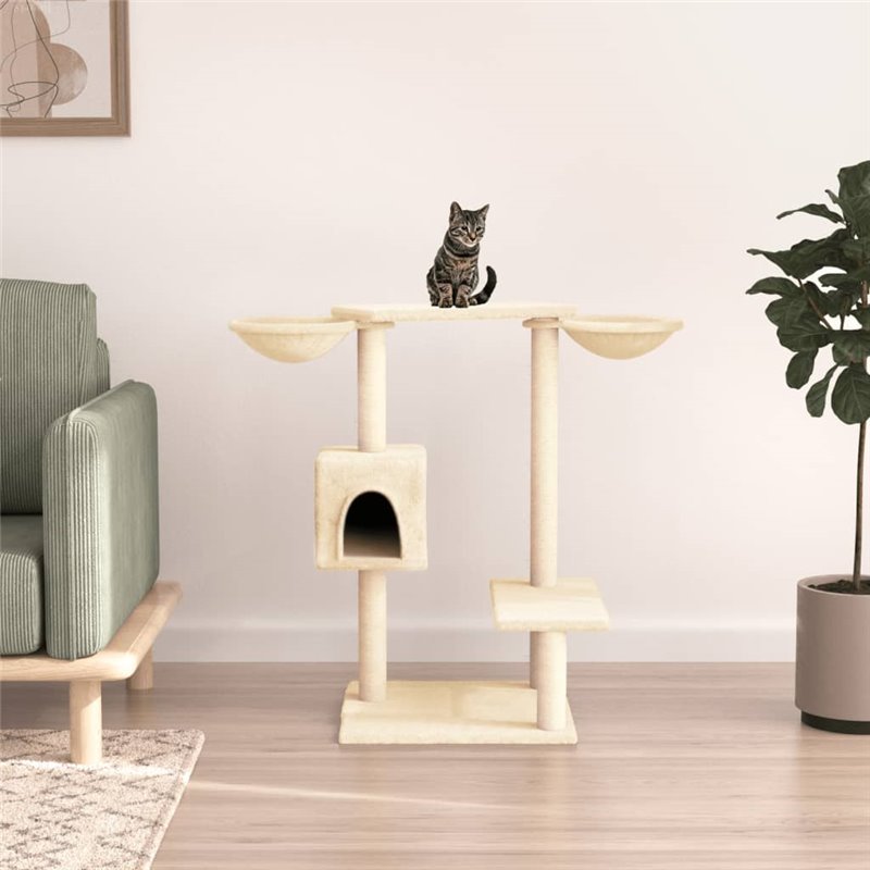 VidaXL Arbre à chat avec griffoirs crème 82 cm