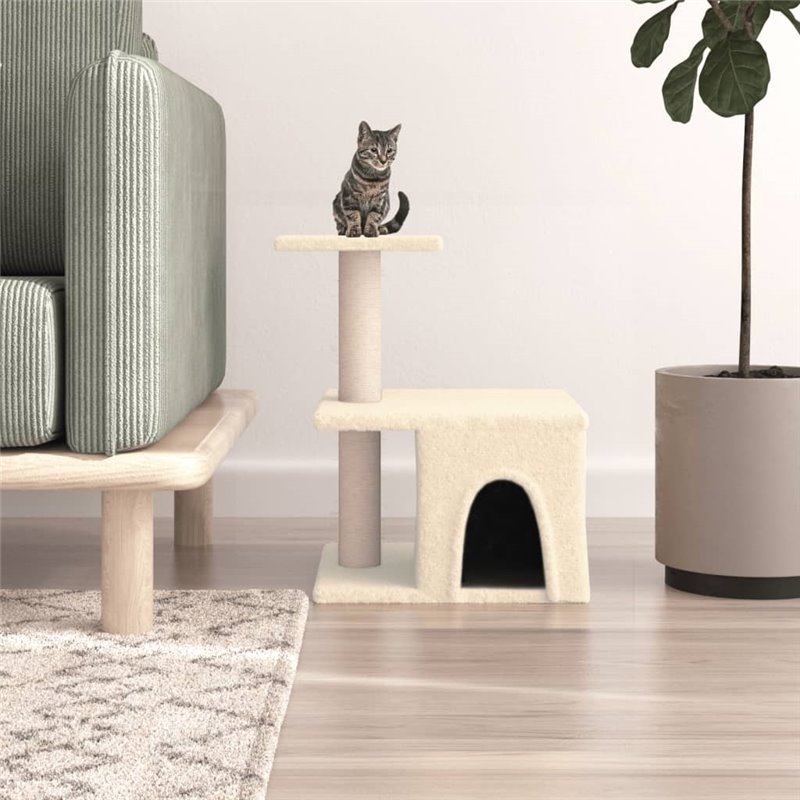 VidaXL Arbre à chat avec griffoirs en sisal crème 48 cm