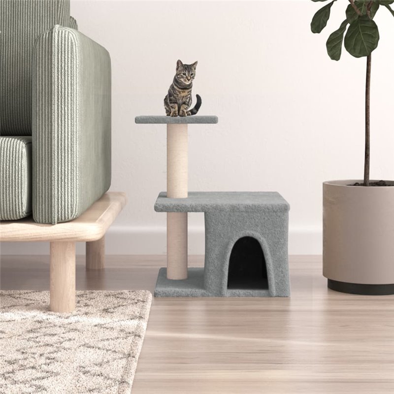 VidaXL Arbre à chat avec griffoirs en sisal gris clair 48 cm