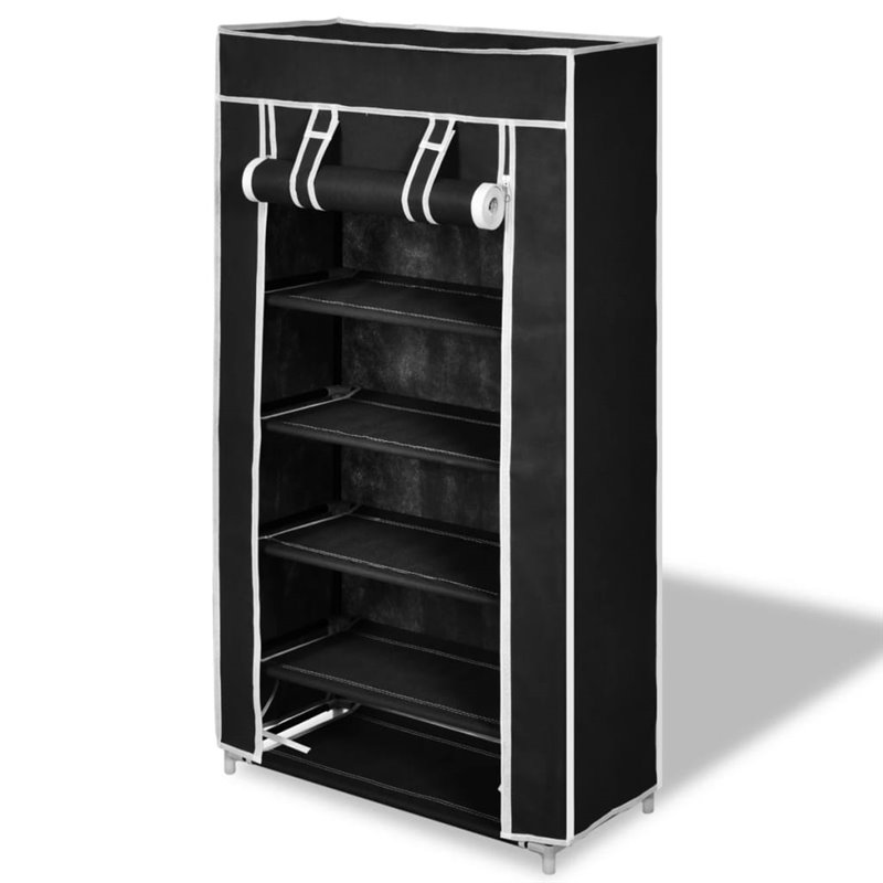 VidaXL Armoire à chaussures avec housse 58 x 28 x 106 cm Tissu Noir