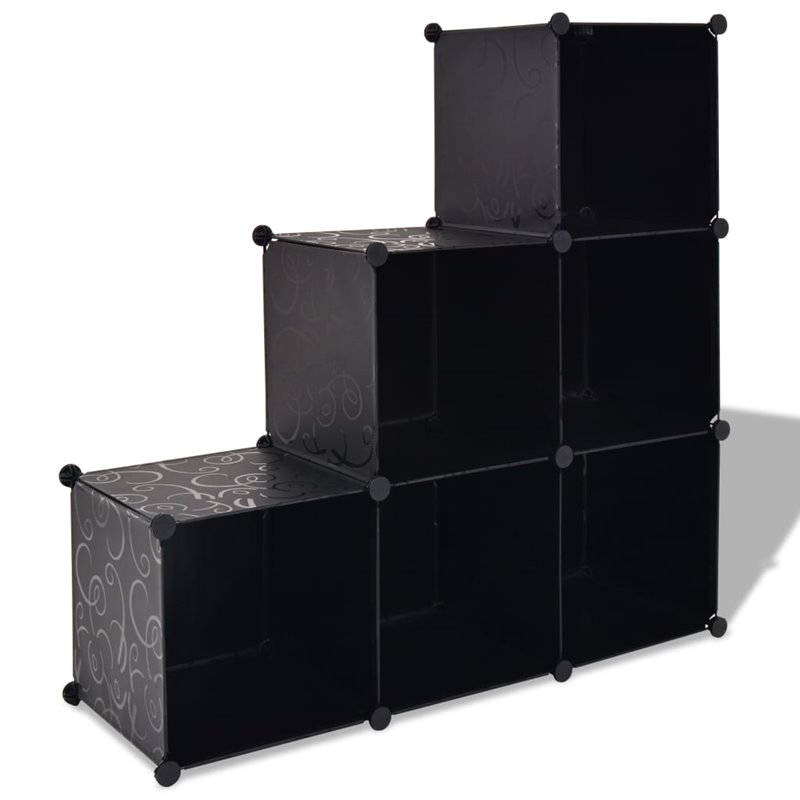 VidaXL Organisateur de rangement cube avec 6 compartiments Noir