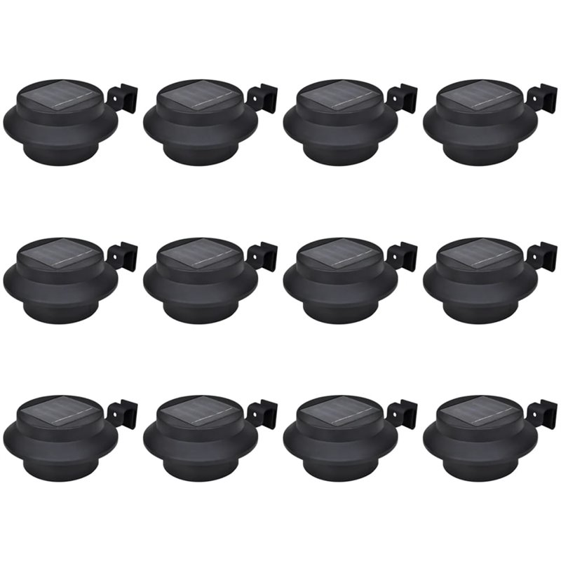 VidaXL Lampes solaires à LED d'extérieur pour clôture 12 pcs Noir