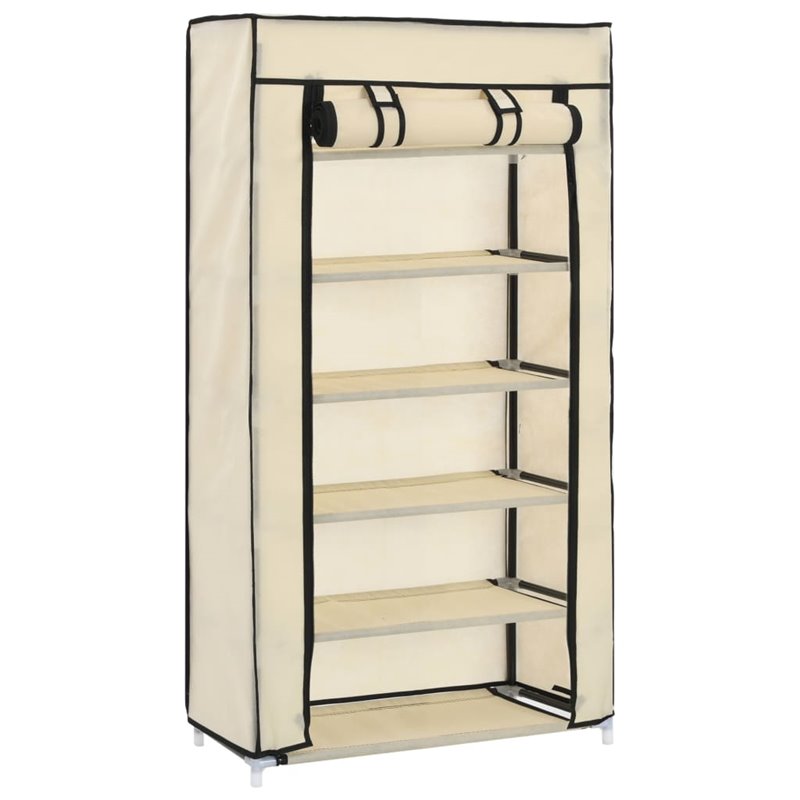 Image secondaire de VidaXL Armoire à chaussures avec housse Crème 58x28x106 cm Tissu