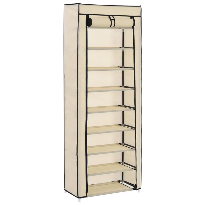 VidaXL Armoire à chaussures avec housse Crème 57x29x162 cm Tissu