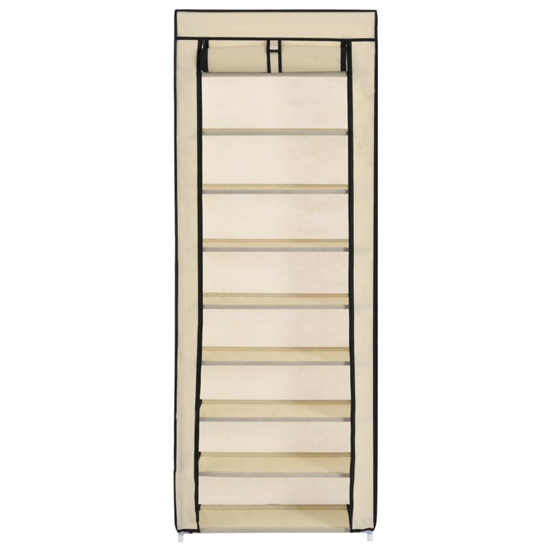 Image secondaire de VidaXL Armoire à chaussures avec housse Crème 57x29x162 cm Tissu